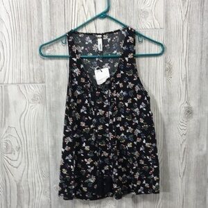 Sybilla floral sleeveless top black size extra small XS